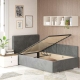 Pat de colt copii GEORGIA Clasic, 120x200, H107, somiera, catifea Gri, somiera deschisa