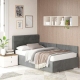 Pat de colt copii GEORGIA Clasic, 120x200, H107, somiera, catifea Gri
