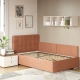Pat tapitat de colt pentru copii GEORGIA Clasic, 120x200, H107, somiera, Catifea Roz,  somiera