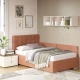 Pat tapitat de colt pentru copii GEORGIA Clasic, 90x200, H107, somiera, Catifea Roz
