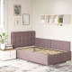 Pat tapitat de colt pentru copii GEORGIA Clasic, 90x200, H107, somiera, Stofa Mov Lila V60, somiera