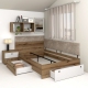 Pat colt de o persoana AMBRO, 90x200, 2 sertare, Stejar, Alb3