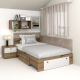 Pat colt de o persoana AMBRO, 120x200, 2 sertare, Stejar, Alb