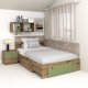 Pat colt de o persoana AMBRO, 120x200, 2 sertare, Stejar, Pesto