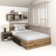 Pat colt de o persoana AMBRO, 120x200, sertar lateral, Stejar, Antracit