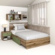 Pat colt de o persoana AMBRO, 90x200, sertar lateral, Stejar, Pesto