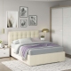 Dormitor GEORGIA 1, Oak, Alb Gloss, Catifea Bej