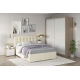 Dormitor GEORGIA 1, Oak, Alb Gloss, Catifea Bej - 1