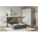 Dormitor GEORGIA 1, Oak, Alb Gloss, Catifea Gri - 2