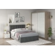 Dormitor GEORGIA 1, Oak, Alb Gloss, Catifea Gri - 1
