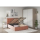 Dormitor GEORGIA 1, Oak, Alb Gloss, Catifea Roz - 2