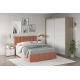 Dormitor GEORGIA 1, Oak, Alb Gloss, Catifea Roz - 1