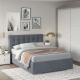 Dormitor GEORGIA 1, Oak, Alb Gloss, Stofa Albastru deschis V73