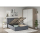Dormitor GEORGIA 1, Oak, Alb Gloss, Stofa Albastru deschis V73 - 2
