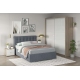 Dormitor GEORGIA 1, Oak, Alb Gloss, Stofa Albastru deschis V73 - 1