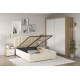 Dormitor GEORGIA 1, Stejar, Alb Gloss, Catifea Bej - 2