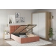 Dormitor GEORGIA 1, Stejar, Alb Gloss, Catifea Roz - 2