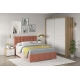 Dormitor GEORGIA 1, Stejar, Alb Gloss, Catifea Roz - 1