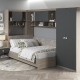Dormitor colt ALESSIO 3, tablie pat tapitata, Oak, Antracit