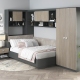 Dormitor colt ALESSIO 3, tablie pat tapitata, Antracit, Oak