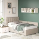 Oferta Pat de colt copii GEORGIA, 90x200, H107, somiera, stofa Grej cu saltea inclusa