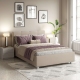 Oferta Pat tapitat ARISA, 140x200, suport saltea, stofa Grej cu saltea inclusa