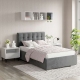 Pat tapitat copii GEORGIA Clasic, 90x200, H107, somiera, Catifea Gri
