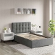 Pat tapitat de o persoana GEORGIA Clasic, 120x200, H107, somiera, Catifea Gri2