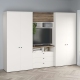 Set mobila dulapuri si comoda tv PRIMAVERA A270x52, H200, 5U3S, Alb, Stejar