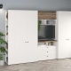 Set mobila dulapuri si comoda tv PRIMAVERA A295x52, H200, 5U3S, Alb, Stejar