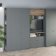 Set mobila dulapuri si comoda tv PRIMAVERA A295x52, H200, 5U3S, Antracit, Stejar