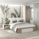 Dormitor ARONA 1, pat matrimonial cu sertar frontal, Alb Portelan, Oak