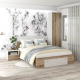Dormitor ARONA 1, pat matrimonial cu sertar frontal, Alb Portelan, Stejar