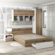 Dormitor ARONA 2, pat matrimonial sertar frontal, 3 dulapuri, noptiera 1S, Alb Portelan, Stejar - 1