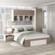 Dormitor ARONA 2, pat matrimonial sertar frontal, 3 dulapuri, noptiera 1S, Alb Portelan, Oak