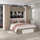Dormitor ARONA 4, pat matrimonial sertar frontal, 4 dulapuri, Alb Portelan, Oak