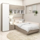 Oferta Dormitor copii pe colt RIALTO 2, Oak, Alb, Catifea Bej cu saltea inclusa