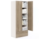 Dulap haine ARONA 90, A50, H210, 2U2S, Alb Portelan, Stejar - 2