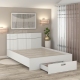 Pat AMBRO, 140x200, sertar frontal, Alb cu saltea inclusa - 1