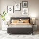Oferta Pat tapitat ARISA, 140x200, suport saltea, stofa Gri Inchis cu saltea inclusa - 2
