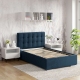 Oferta Pat tapitat copii GEORGIA Clasic, 90x200, H107, somiera, Catifea Albastra cu saltea inclusa - 1