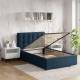 Oferta Pat tapitat copii GEORGIA Clasic, 90x200, H107, somiera, Catifea Albastra cu saltea inclusa - 2