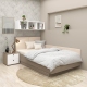 Oferta Pat copii de colt PRIMAVERA, Oak, Catifea Bej cu saltea inclusa