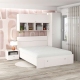 Oferta Dormitor ARONA 2, pat matrimonial sertar frontal, Alb Portelan cu saltea inclusa